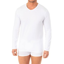 A040Y ABANDERADO CAMISETA HOMBRE ALGODON LYCRA MANGA LARGA CUELLO PICO X-TEMP Foto 1020