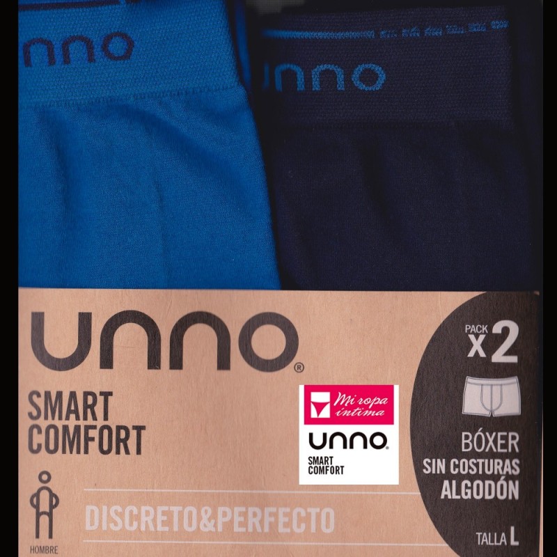UH102 UNNO/DIM PACK-2 BOXER HOMBRE ALGODON SIN COSTURAS Foto 1050 UH102 UNNO/DIM PACK-2 BOXER HOMBRE ALGODON SIN COSTURAS Foto 1050