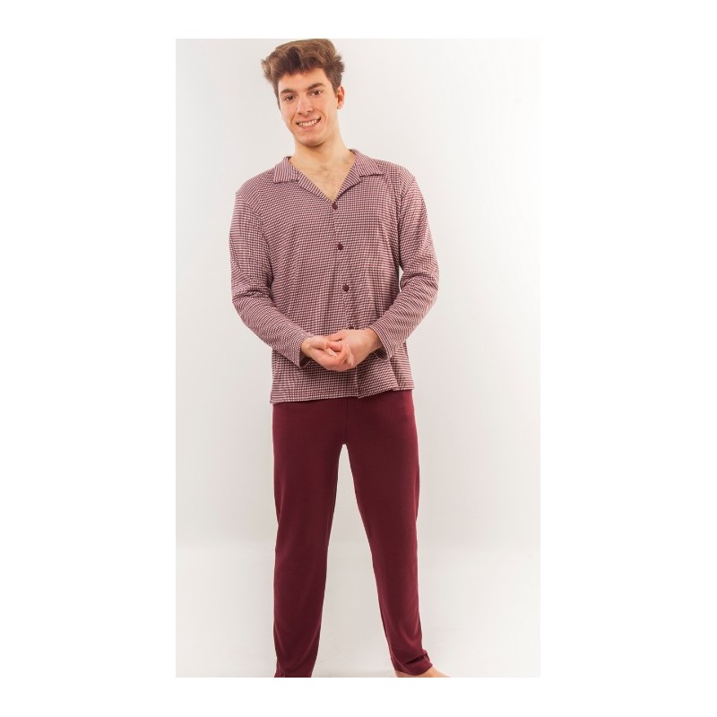 Burdeos 2503 RUIPEREZ PIJAMA HOMBRE ABIERTO CUELLO SOLAPA PATA DE GALLO Foto Burdeos 2503 RUIPEREZ PIJAMA HOMBRE ABIERTO CUELLO SOLAPA PATA DE GALLO Foto