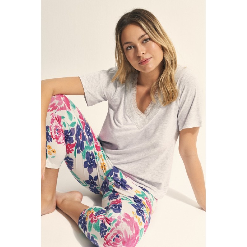 N15212 PROMISE PIJAMA PIRATA MUJER FLORAL