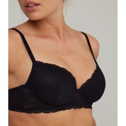 002 NEGRO W1881 INÉS B SUJETADOR RELLENO ENCAJE