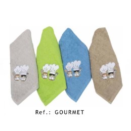 GOURMET FIOTEX ESTUCHE 4 PAÑOS COCINA BORDADOS