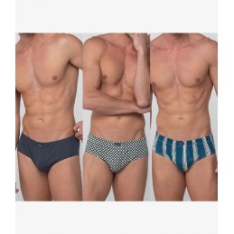 0080 ABANDERADO PACK-3 SLIP CRO SEMICORTO ALG ESTAMP Azul Foto