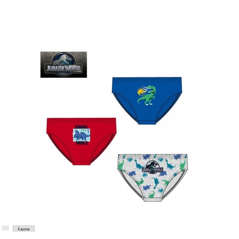 EX80045 JURASSIC WORLD PACK-3 SLIP NIÑO ALGODON
