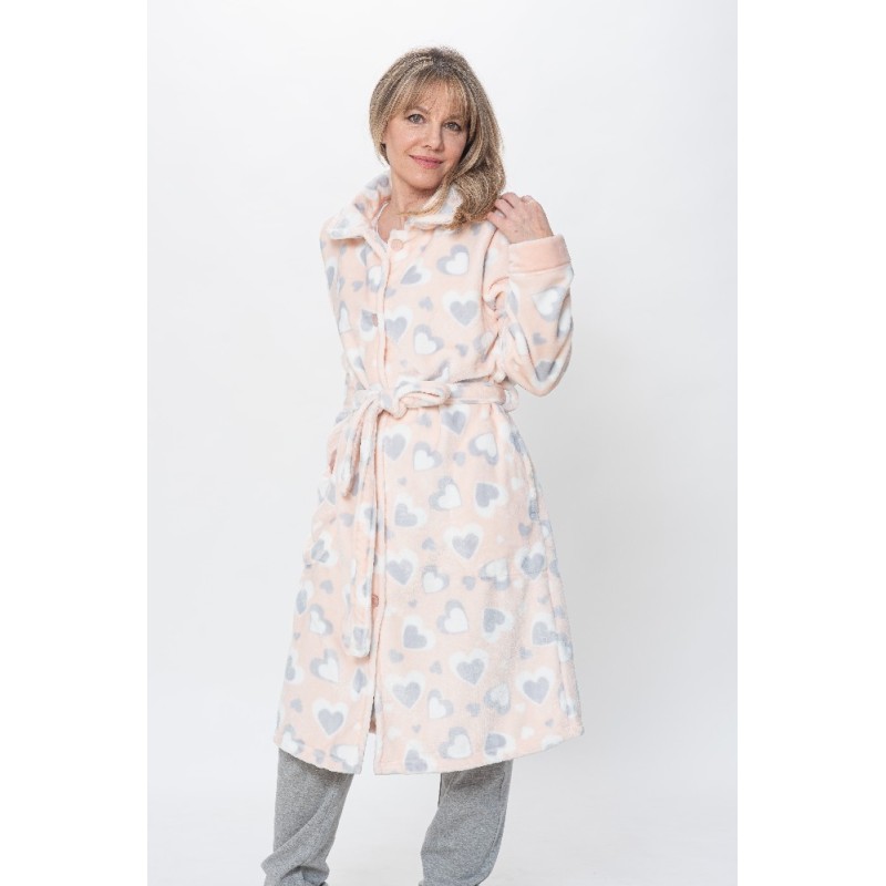 KN-579 IV24 KNT BATA LARGA MUJER CORAZONES KN-579 IV24 KNT BATA LARGA MUJER CORAZONES