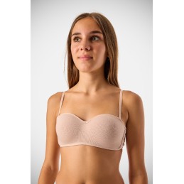 1 301 KEHAT BLANCO SUJETADOR BANDEAU SIN AROS CON RELLENO Piel Foto