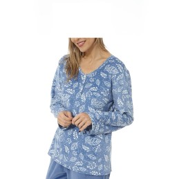 AZUL 242941 FINDEL PIJAMA MUJER SPANDEX HOJAS