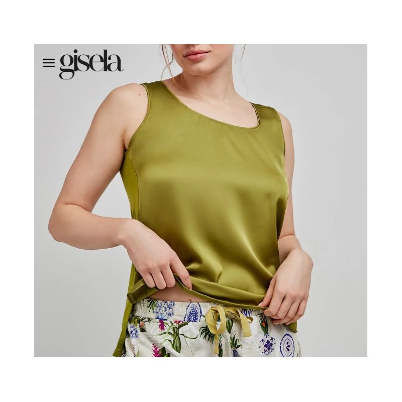 2 20261 GISELA VERDE PIJAMA MUJER SATEN TROPICAL