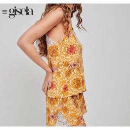 2 20269S GISELA PIJAMA MUJER FLORAL ENCAJE