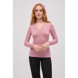 COSMETIC 70034 YSABEL MORA CAMISETA TERMICA MUJER PICO ENCAJE