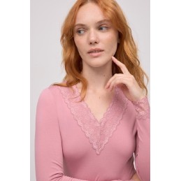 70034 YSABEL MORA CAMISETA TERMICA MUJER PICO ENCAJE Rosa Foto 70034 YSABEL MORA CAMISETA TERMICA MUJER PICO ENCAJE Rosa Foto