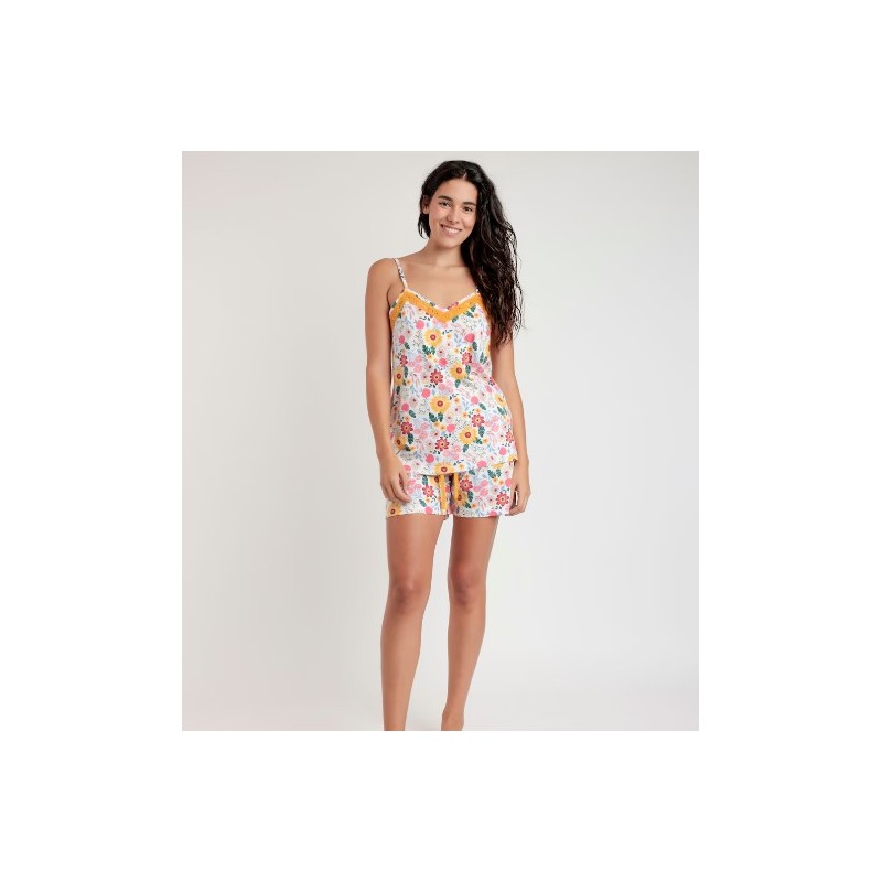 63086 ADMAS PIJAMA MUJER TIRANTA FLORAL ENCAJE 63086 ADMAS PIJAMA MUJER TIRANTA FLORAL ENCAJE