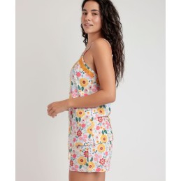 63086 ADMAS PIJAMA MUJER TIRANTA FLORAL ENCAJE