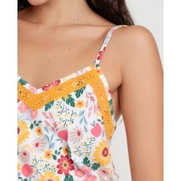 63086 ADMAS PIJAMA MUJER TIRANTA FLORAL ENCAJE