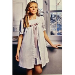 54537 ARABESCO CONJUNTO NIÑA PRIMERA COMUNION CAMISON+BATA PLUMETTI Blanco Rosa Foto