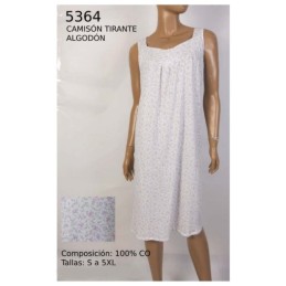 ROSA 5364 LIN M-2XL CAMISON TIRANTA ALGODON ESTAMPADO