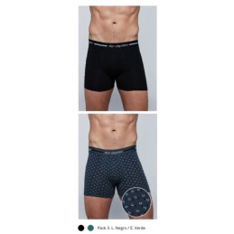 VERDE/NEGRO PB701 DON ALGODON PACK-2 BOXER HOMBRE FANTASIA GOMA VISTA