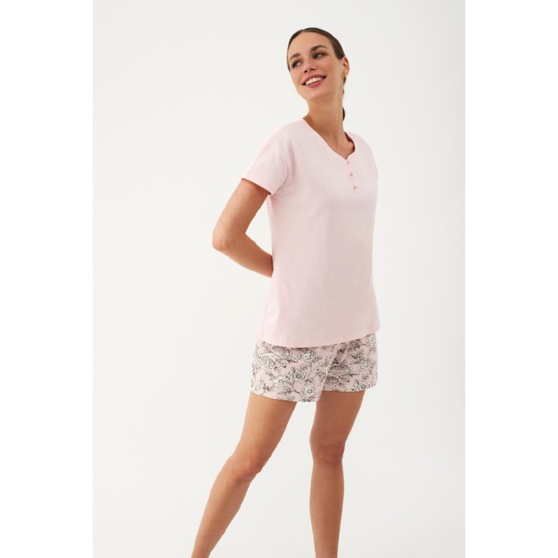 N19572 PROMISE PIJAMA MUJER PICO FLORAL