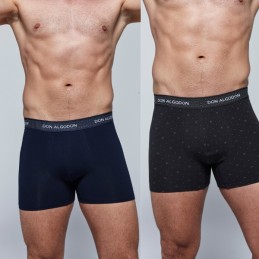 GRIS/MARI PB709 DON ALGODON PACK-2 BOXER HOMBRE FANTASIA GOMA VISTA