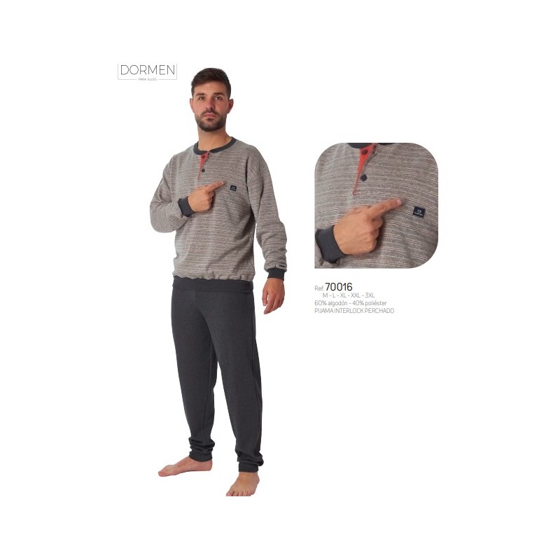 70016 DORMEN M-3XL PIJAMA HOMBRE RAYAS ESPIGAS