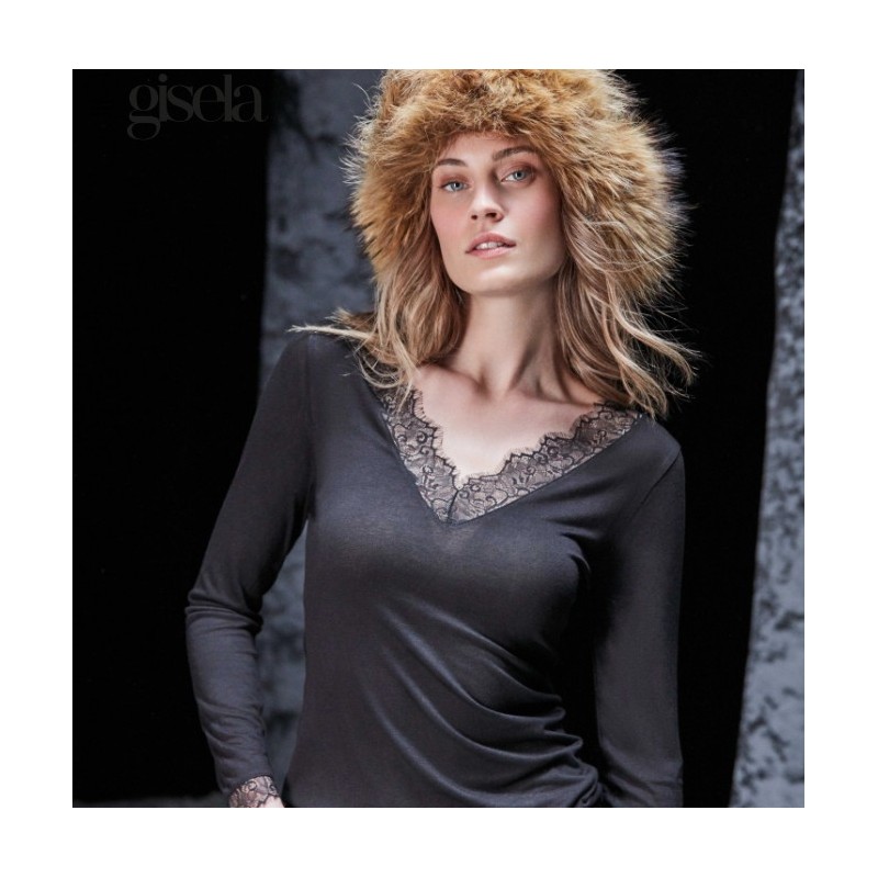 1 10063T GISELA CAMISETA TERMAL MANGA LARGA ENCAJE 1 10063T GISELA CAMISETA TERMAL MANGA LARGA ENCAJE