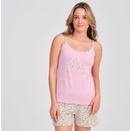 DA26S421 DON ALGODON PIJAMA MUJER LOGO FLORAL