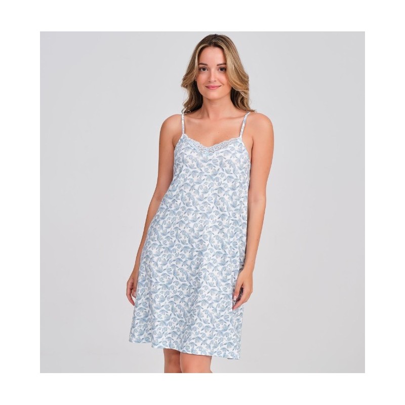 DA26S435 DON ALGODON CAMISON MUJER FLORAL ENCAJE