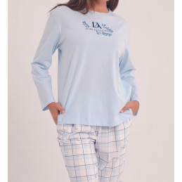 DA25W403 DON ALGODON PIJAMA MUJER LOGO CUADROS