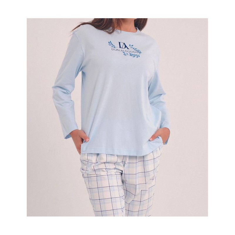 DA25W403 DON ALGODON PIJAMA MUJER LOGO CUADROS DA25W403 DON ALGODON PIJAMA MUJER LOGO CUADROS