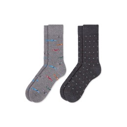 002 GRIS 0214007 SOXLAND PACK-2 CALCETIN HOMBRE COCHES CIRCULOS
