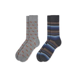 001 GRIS+RAYAS 0214006 SOXLAND PACK-2 CALCETIN HOMBRE PERRITOS RAYAS