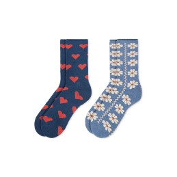 003 JEANS/CELESTE 0214032 SOXLAND PACK-2 CALCETIN MUJER TERMICO FLORES CORAZONES