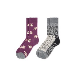 001 GRANATE/GRIS 0214022 SOXLAND PACK-2 CALCETIN MUJER OSITOS FLORES