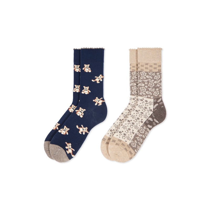 002 BEIGE/MARINO 0214022 SOXLAND PACK-2 CALCETIN MUJER OSITOS FLORES 002 BEIGE/MARINO 0214022 SOXLAND PACK-2 CALCETIN MUJER OSITOS FLORES