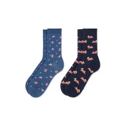 003 JEANS/MARINO 0214020 SOXLAND PACK-2 CALCETIN MUJER PERRITOS FLORES