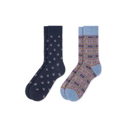 003 MARINO/CTE 0214023 SOXLAND PACK-2 CALCETIN MUJER DIBUJO NORDICO