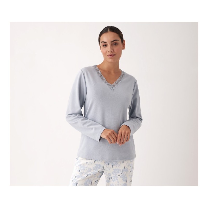 N20023 PROMISE PIJAMA MUJER 3 PIEZAS FLORAL ENCAJE