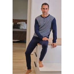 255689 MUSLHER PIJAMA HOMBRE ALGODON RAYAS