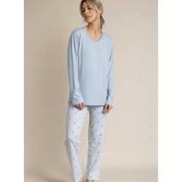 AZUL 63610 ADMAS PIJAMA MUJER RAYAS ESTRELLAS