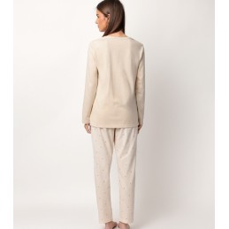63610 ADMAS PIJAMA MUJER RAYAS ESTRELLAS Beige Foto