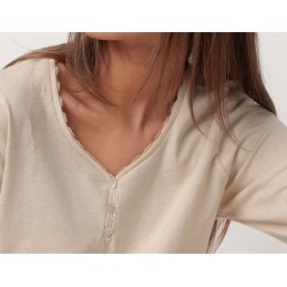 63610 ADMAS PIJAMA MUJER RAYAS ESTRELLAS Beige Foto