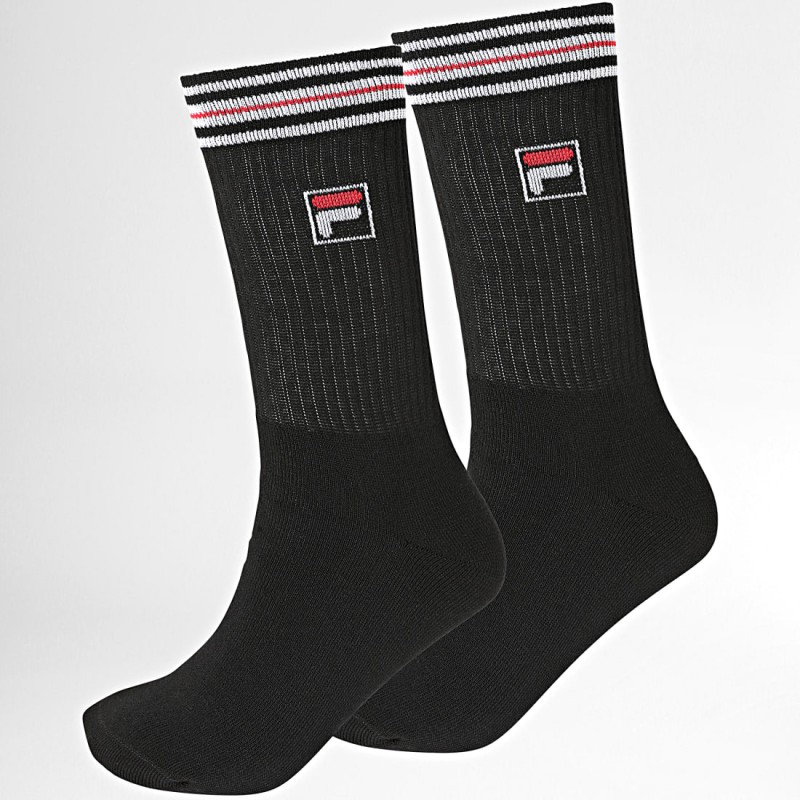 200 BLACK F1701/2 FILA PACK-2 CALCETIN TENIS HOMBRE LOGO RAYAS
