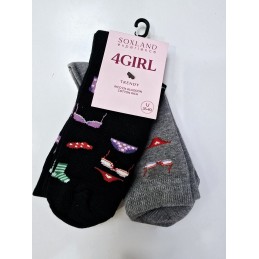 NEGRO/GRIS 0112011 ROPA INTERIOR SOXLAND PACK-2 CALCETIN MUJER ALGODON FANTASIA
