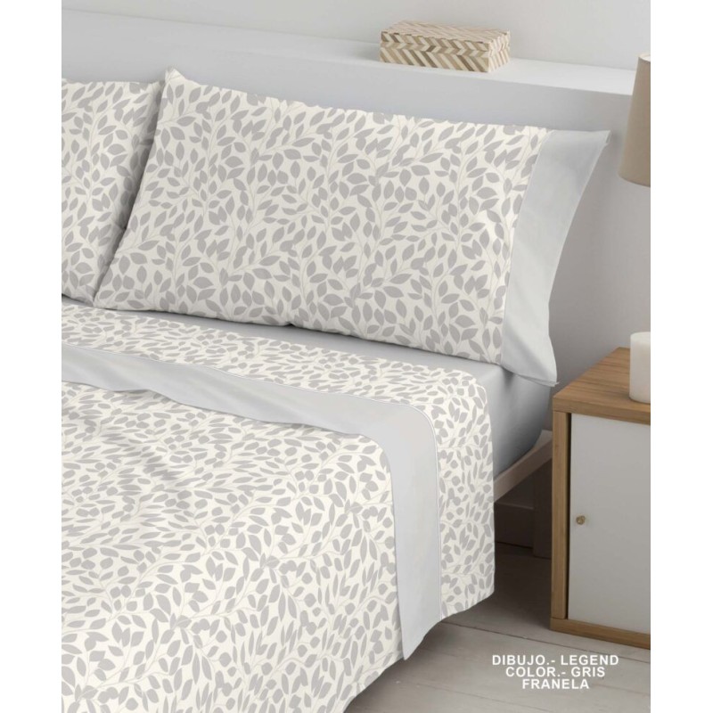 GRIS LEGEND POLO POLO 150x190/200+28 FRANELA ALG 100% JUEGO SABANA