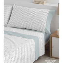 AZUL DYLAN POLO POLO 150x190/200+28 FRANELA ALG 100% JUEGO SABANA