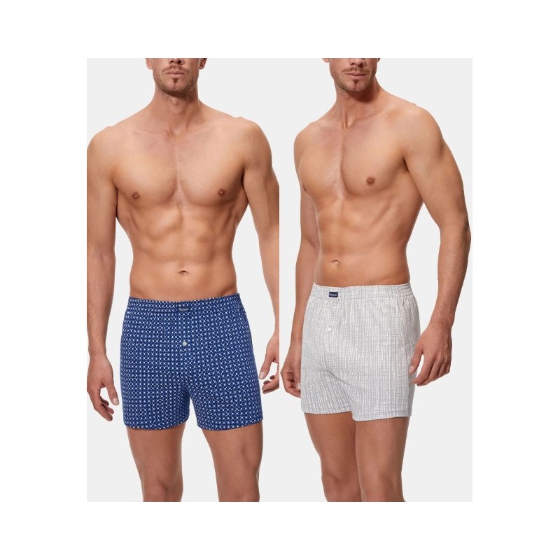 1Q0 STDO GRIS AZUL A0100 ABANDERADO PACK-2 BOXER HOMBRE ABIERTO ALGODON ESTAMPADO