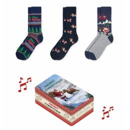0314262 SOXLAND CAJA METAL MUSICAL NAVIDAD 3 PARES CALCETIN HOMBRE