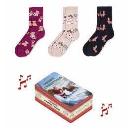 0314263 SOXLAND CAJA METAL MUSICAL NAVIDAD 3 PARES CALCETIN MUJER