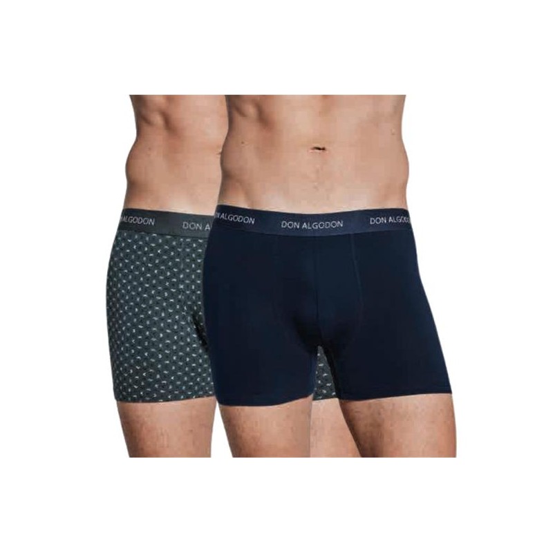 MNO/VERDE PB721 DON ALGODON PACK-2 BOXER HOMBRE FANTASIA GOMA VISTA