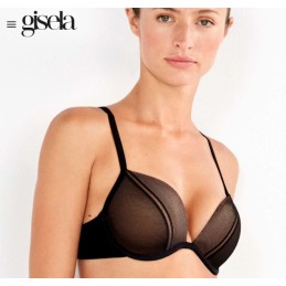 NEGRO 1/10076T B GISELA SUJETADOR DOBLE PUSH UP ESCOTADO
